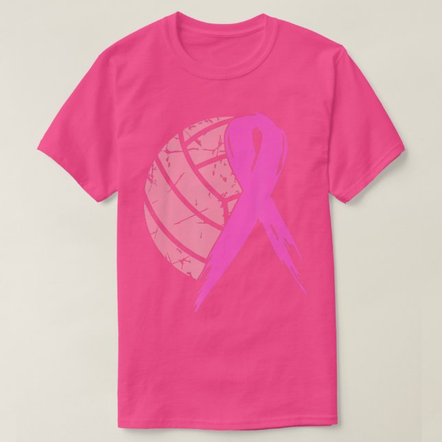 Camiseta Fita Rosa de Voleibol e Alavanca do Cancer de Mama (Frente do Design)
