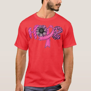 Camiseta Fita Rosa Familiar Leopardo Cancer de girassol