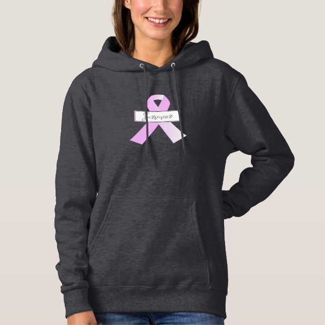 Camiseta Fita Rosa Fita Câncer Da Mama Sobrevivente Hoodie (Frente)