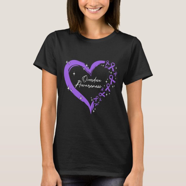 Camiseta Fita Roxa de Conscientização sobre Superdose Vício (Frente)
