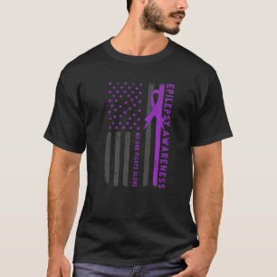 Camiseta Fita Roxa EUA Sinalizador Epilepsia Epilepsia Sens
