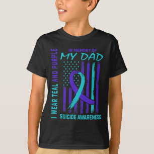 Camiseta Fita Roxa Teal Em Memória Do Suicídio Do Pai Aware