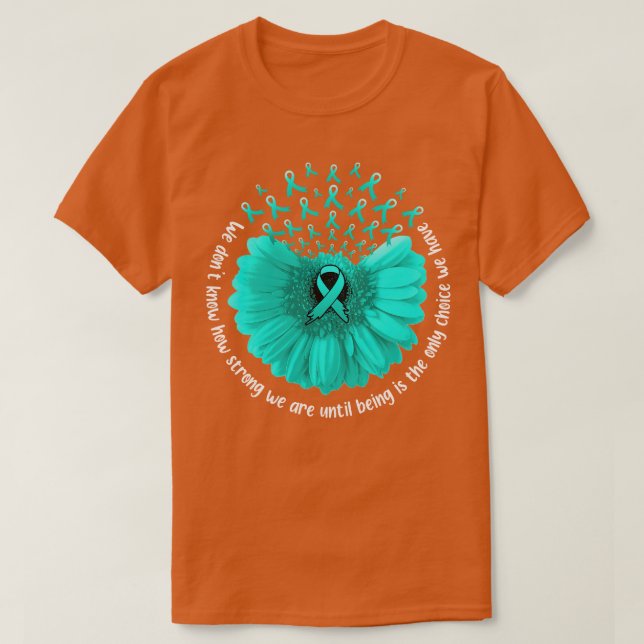 Camiseta Fita Teal De Sensibilização Do Ovário De Girassol  (Frente do Design)