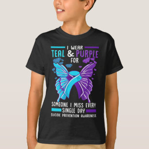 Camiseta Fita Verde-azul e Roxa Conscientização sobre Preve