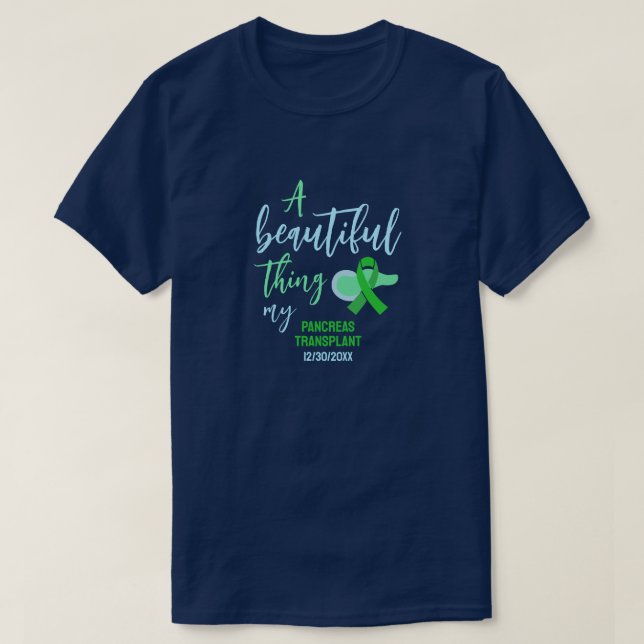 Camiseta Fita Verde de Transplante de Pâncreas Personalizad (Frente do Design)