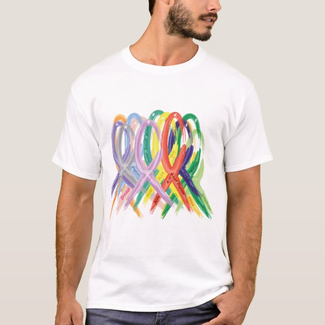 Camiseta Fitas multicolorido para conscientização (Frente)