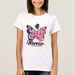 Camiseta Fitas Rosa Borboleta Conscientização do Câncer de