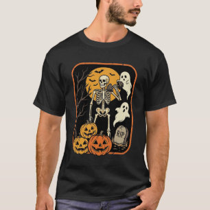 Camiseta Fitness Halloween Esqueleto Fantasma Abóbora Trein