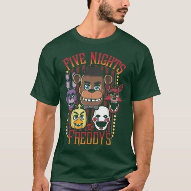 Camiseta Five Nights At Freddys Pizzeria MultiCharacter (Frente)