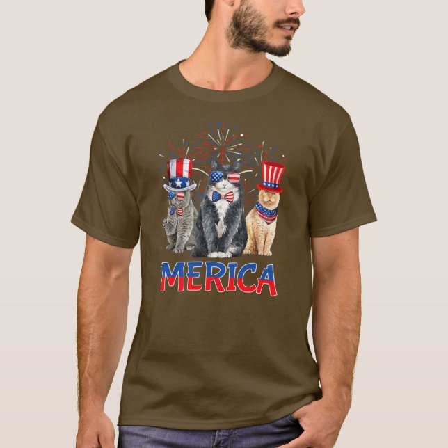 Camiseta Fixe Merica Tio Sam Cat USA Bandeira 4º (Frente)
