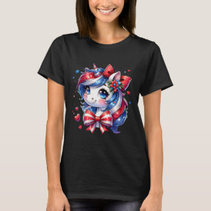 Camiseta Fixe Unicórnio 4 De Julho Meninas Crianças Bandeir