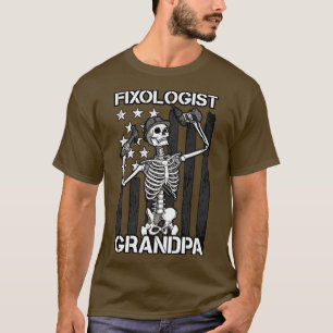 Camiseta Fixologista Grandpa Skeleton EUA Flag Woodworking