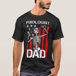 Camiseta Fixologista Pai Skeleton EUA Bandeira Carpa