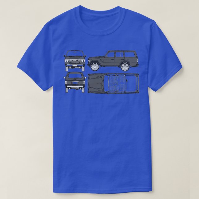 Camiseta FJ60 Land Cruiser Blueprint  (Frente do Design)