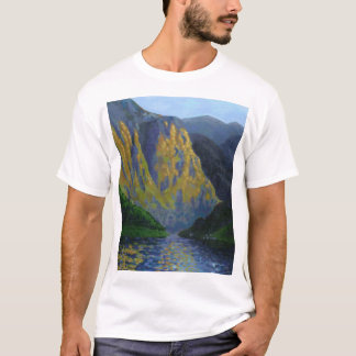 Camiseta Fjord norueguês se aproximando do pôr do sol