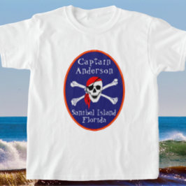 Camiseta FL Pirata da Ilha de Diversão Sanibel com Nome de