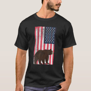Camiseta Flag Bear americano T USA Hunter Grizzly Bear Hunt
