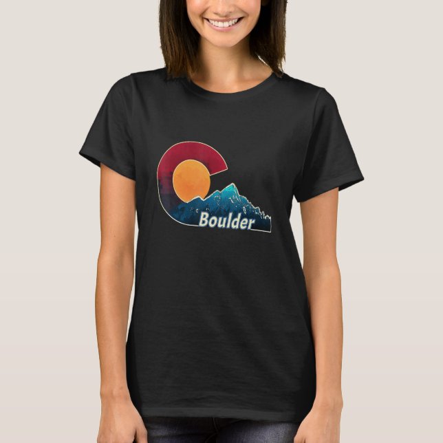 Camiseta Flag E Mountain Styled Boulder Colorado (Frente)