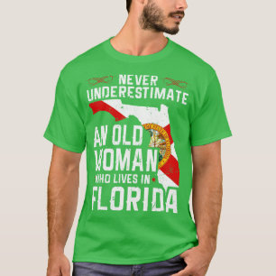 Camiseta Flag Florida Home Old Woman Flo Grown