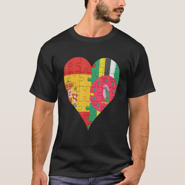 Camiseta Flag Heart espanhol dominicano (Frente)