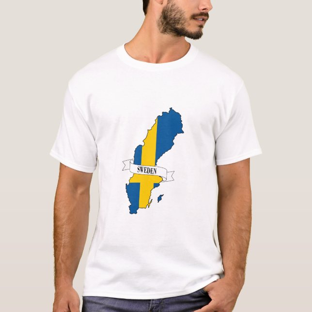 Camiseta Flag map of Sweden (Frente)