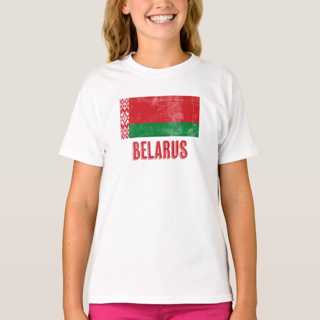 Camiseta Flag of Belarus "Grunge" look. (Frente)