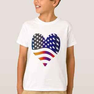 Camiseta flag usa coração ama tropas de honra americanas