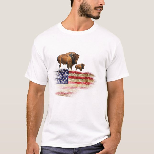Camiseta Flag with buffalo (Frente)