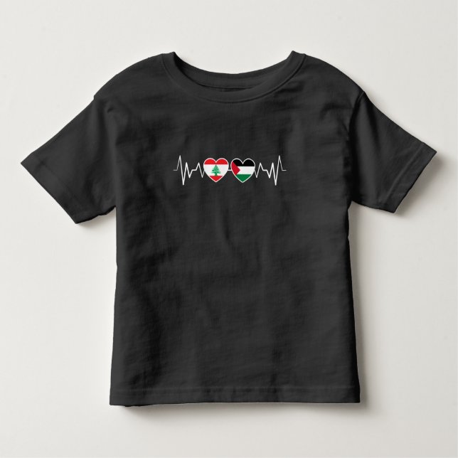 Camiseta Flags de Unidade Palestina Libanesa Batida. (Frente)