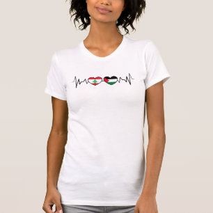 Camiseta Flags de Unidade Palestina Libanesa Batida.