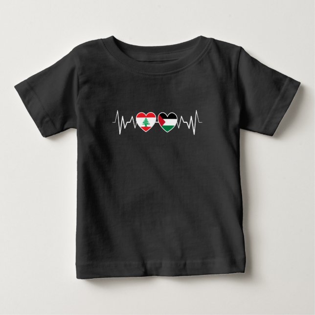 Camiseta Flags de Unidade Palestina Libanesa Batida. (Frente)