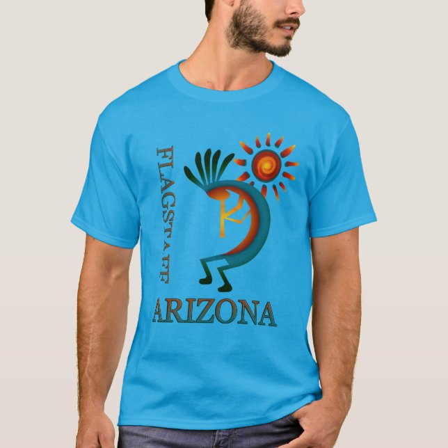 Camiseta Flagstaff Arizona Kokopelli com Sun Teal (Frente)