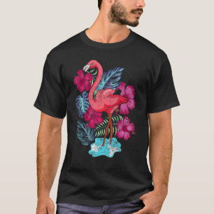 Camiseta Flam rosa-rosa das aves tropicais de jardim zoológ