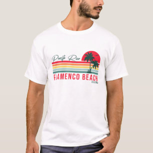 Camiseta Flamenco Beach Porto Rico Retro Sunset Souvenir