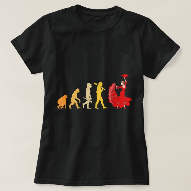 Camiseta Flamenco - Engraçada Evolução da Dança Espanhola (Frente do Design)