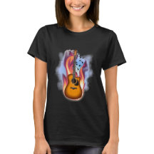Camiseta Flamin Guitar and Music Notes