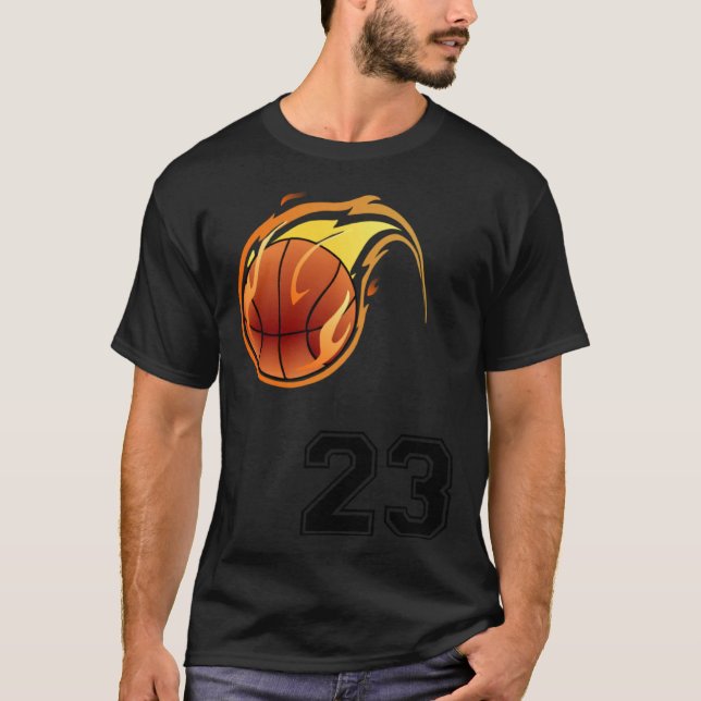 Camiseta Flaming Basketball with Number 23 on the Front and (Frente)