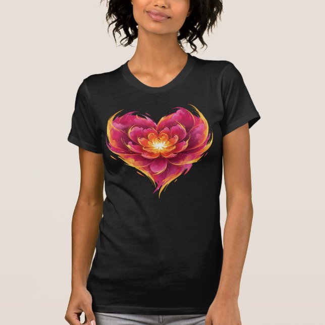 Camiseta Flaming Heart Of Love Bloom (Frente)