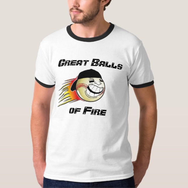 Camiseta FLAMINGBASEBALL, grandes bolas, do fogo (Frente)