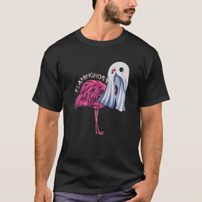 Camiseta Flaminghost Pink Flamingo Ghost Halloween Costume (Frente)