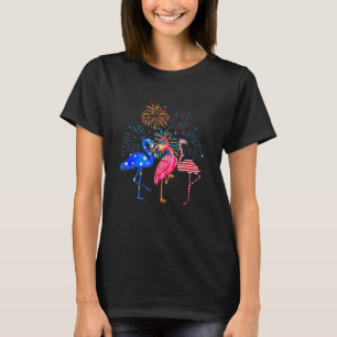 Camiseta Flamingo 4 de julho Bandeira Americana Flamingo In