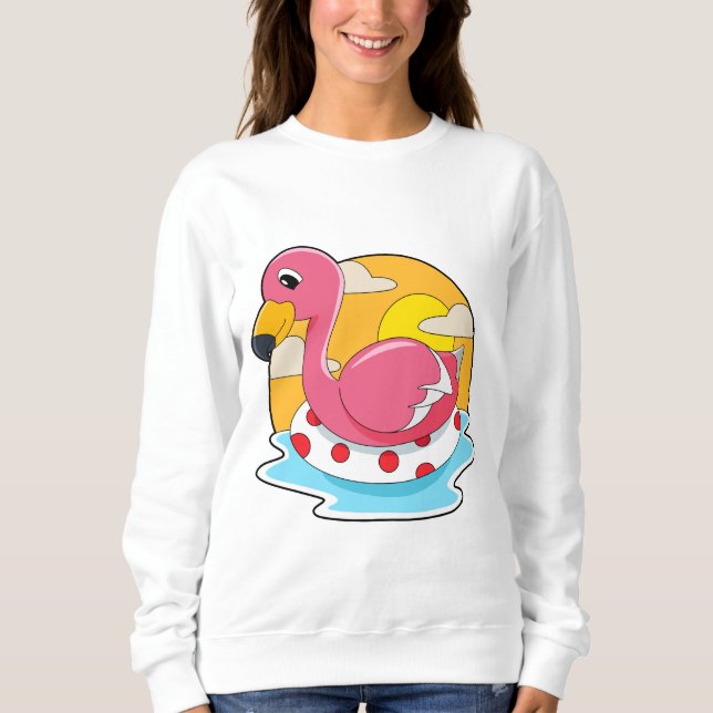 Camiseta Flamingo a Nadar com Lifebuoy (Frente)