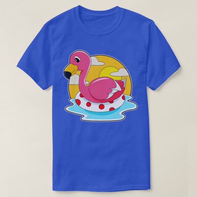 Camiseta Flamingo a Nadar com Lifebuoy (Frente do Design)