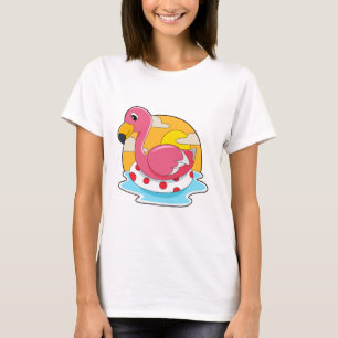Camiseta Flamingo a Nadar com Lifebuoy