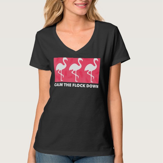 Camiseta Flamingo Acalme O Pássaro Rosa No Verão (Frente)
