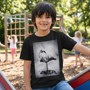Camiseta Flamingo Aquarela Preto e Branco 02