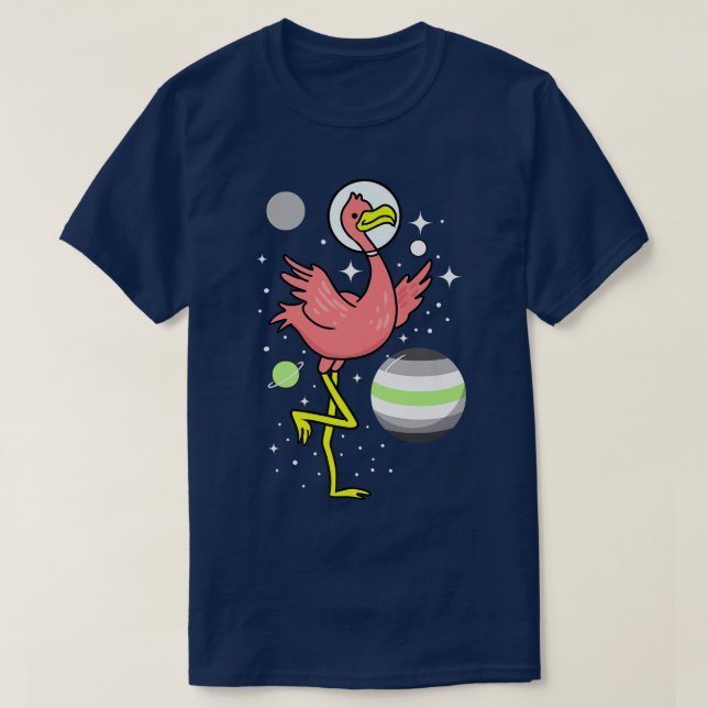 Camiseta Flamingo Astronauta Agender Pride (Frente do Design)