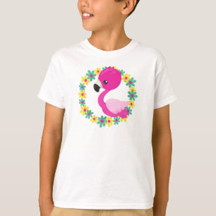 Camiseta Flamingo, Baby Flamingo, Bird, Flores