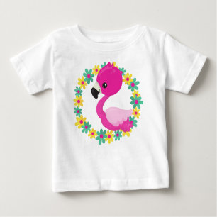 Camiseta Flamingo, Baby Flamingo, Bird, Flores
