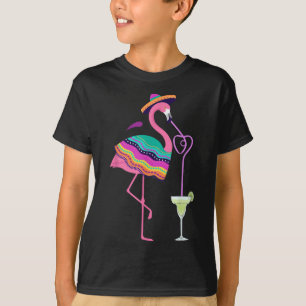 Camiseta Flamingo Bebendo Margarita Mexicana Poncho Cinco D